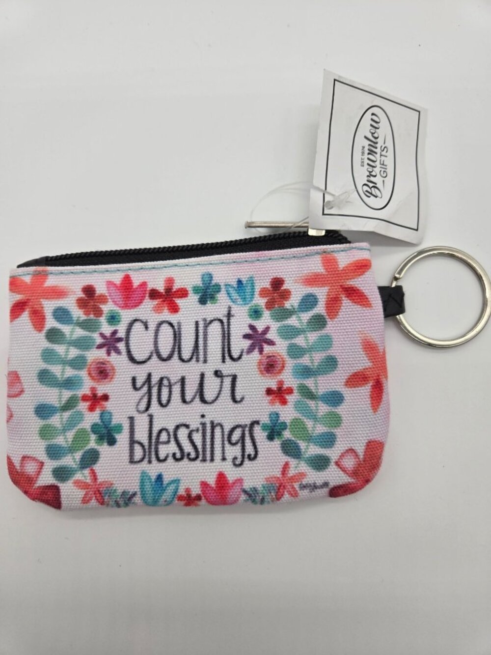 Brownlow Gifts Count Your Blessings ID Holder Keychain Coin Purse NWT